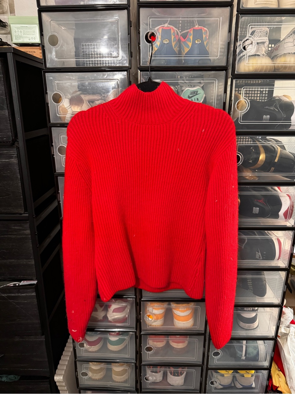 H&M Bright Red Ribbed Turtleneck Sweater